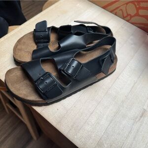 Birkenstock Black and Brown Sandals with Adjustable Straps